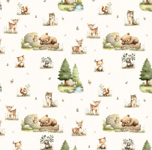 Tecido 100% Algodão | Padrão Infantil | Floresta e Animais