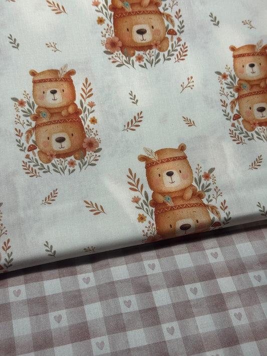 Tecido 100% Algodão | Padrão Infantil | Ursos Tribais
