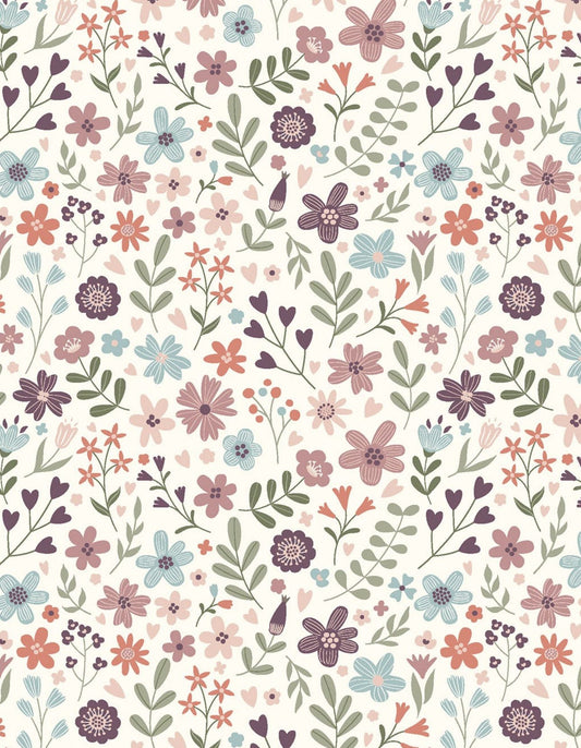 Tecido 100% Algodão | Padrão Infantil | Flores Primavera