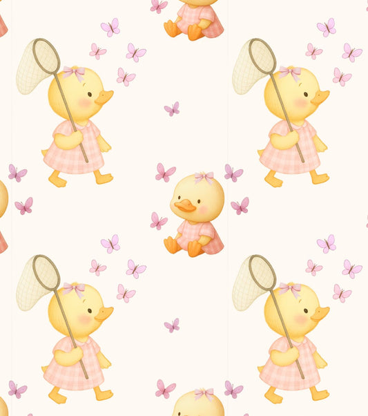 Tecido 100% Algodão | Padrão Infantil | Patinha e Borboleta