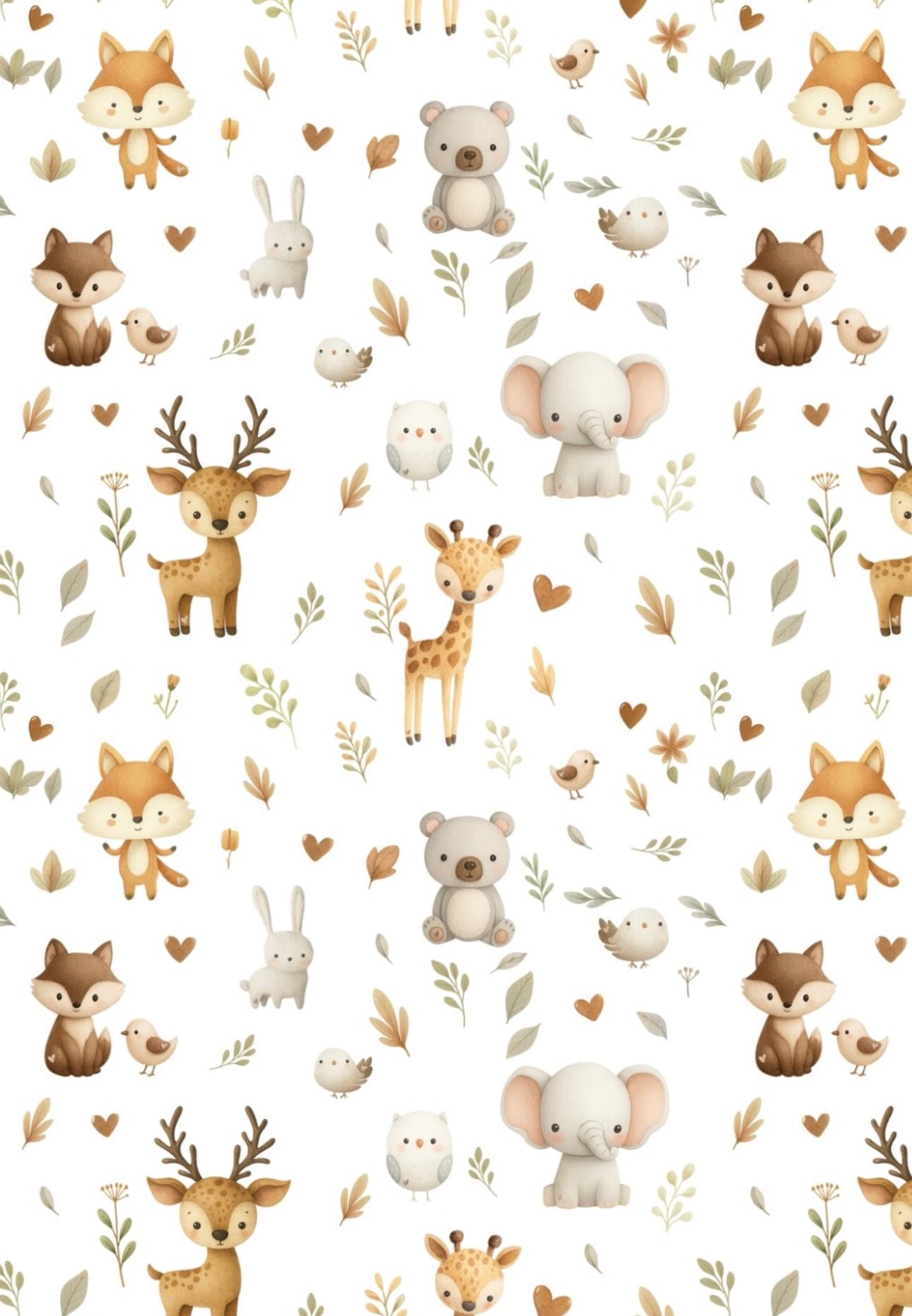 Tecido 100% Algodão | Padrão Infantil | Animais da Floresta 2