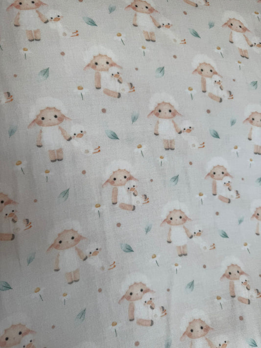 Tela de muselina con estampado de ovejas