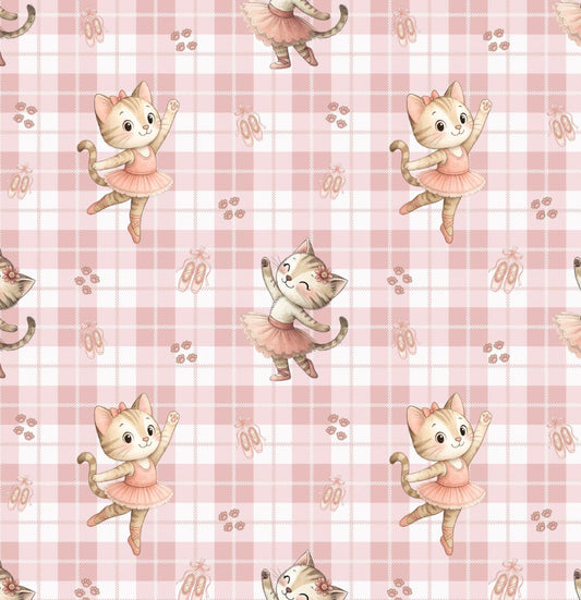Tecido 100% Algodão | Padrão Infantil | Gatinha Bailarina