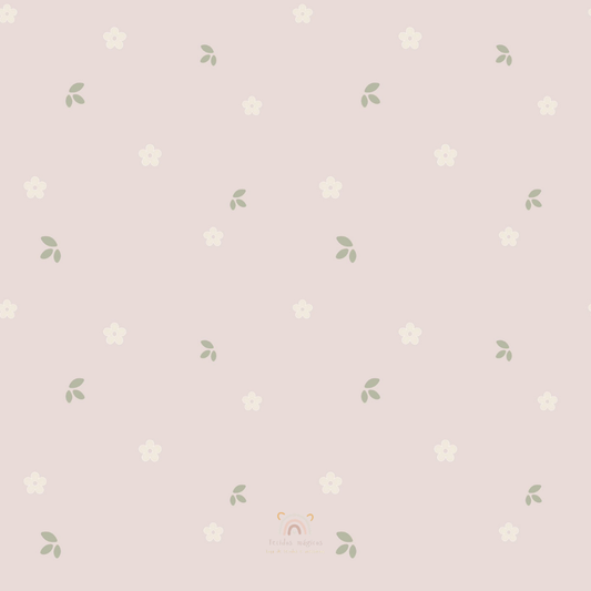 Tecido 100% Algodão | Padrão Infantil | Flores e folhas