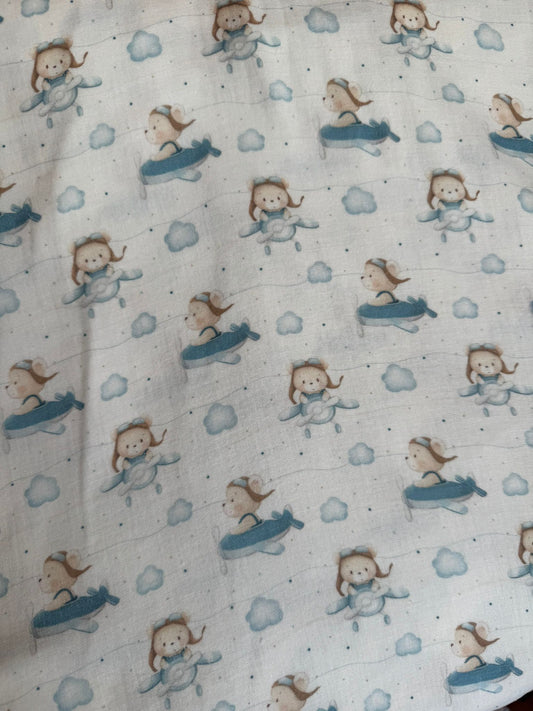 Tela de muselina con estampado de ovejas