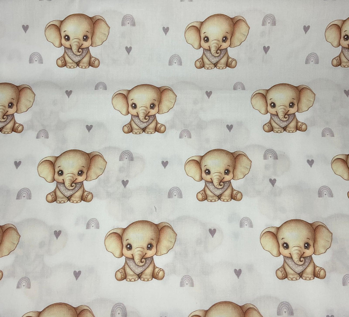 Tecido 100% Algodão | Padrão Infantil | Elefante Cinza