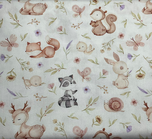 Tecido 100% Algodão | Padrão Infantil | Animais e flores