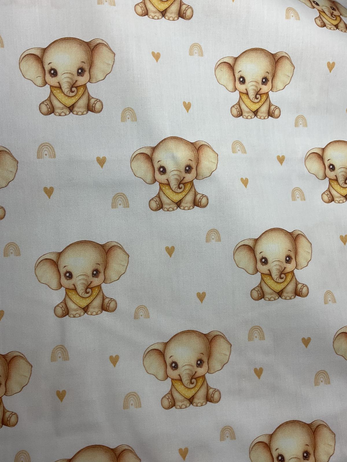 Tecido 100% Algodão | Padrão Infantil | Elefante Amarelo