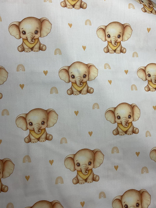 Tecido 100% Algodão | Padrão Infantil | Elefante Amarelo
