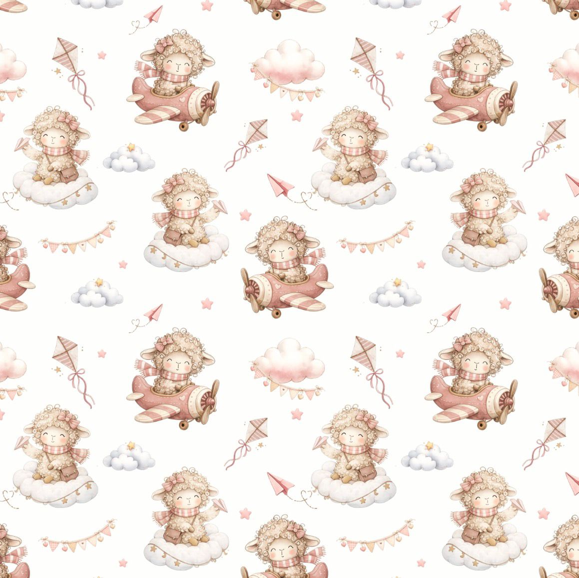 Tecido 100% Algodão | Padrão Infantil | Ovelha voadora