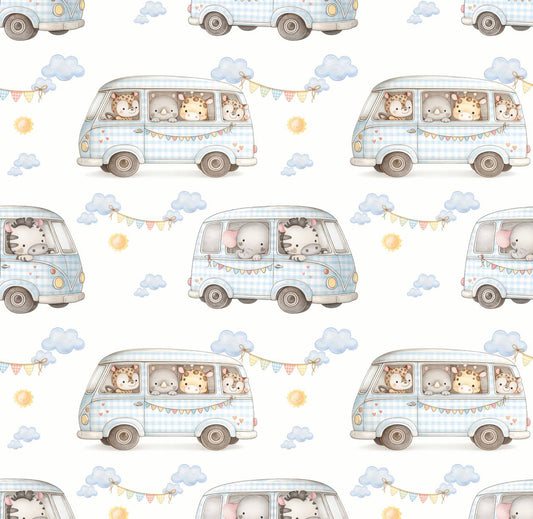 Tecido 100% Algodão | Padrão Infantil | Caravana Menino