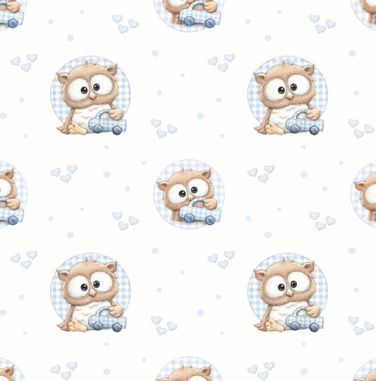 Tecido 100% Algodão | Padrão Infantil | Mocho azul