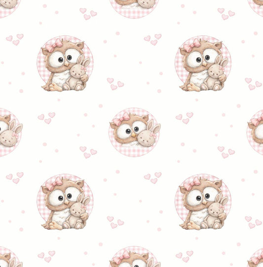 Tecido 100% Algodão | Padrão Infantil | Mocho rosa