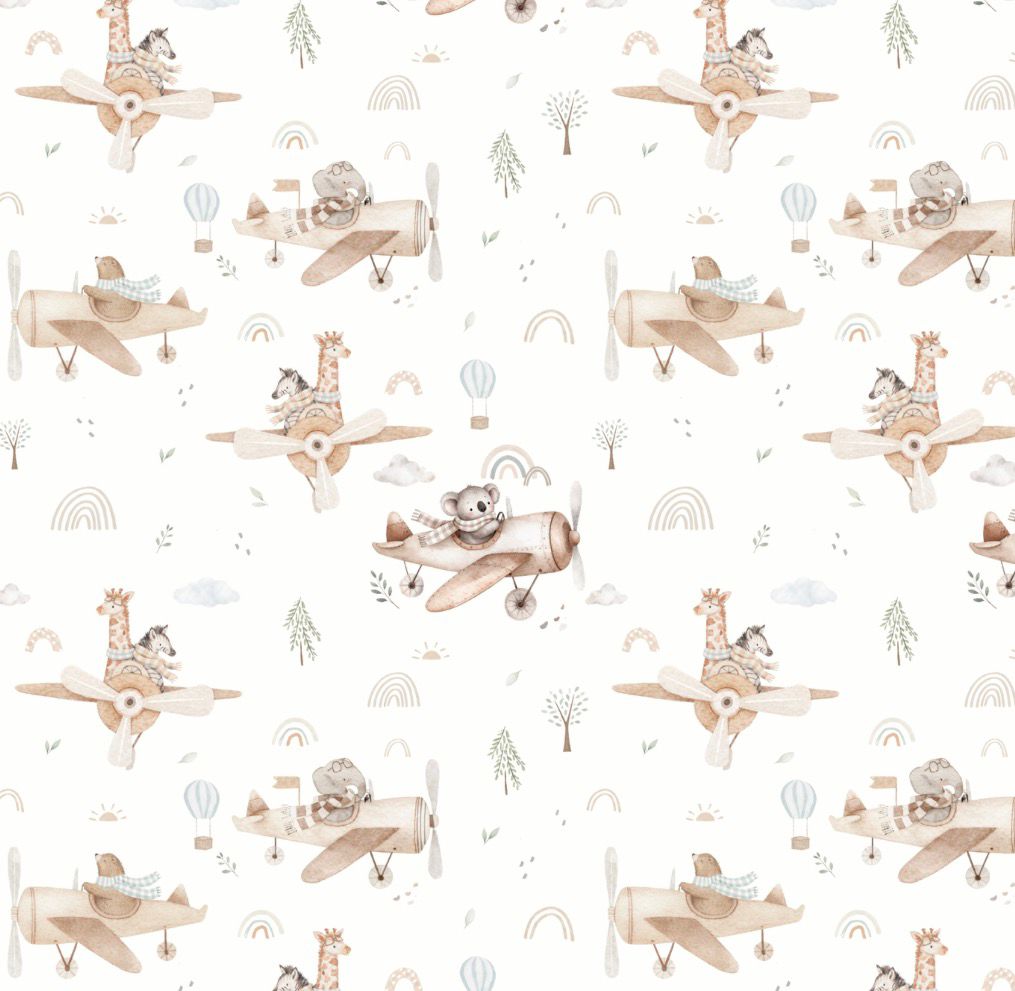 Tecido 100% Algodão | Padrão Infantil | Koala Aviador