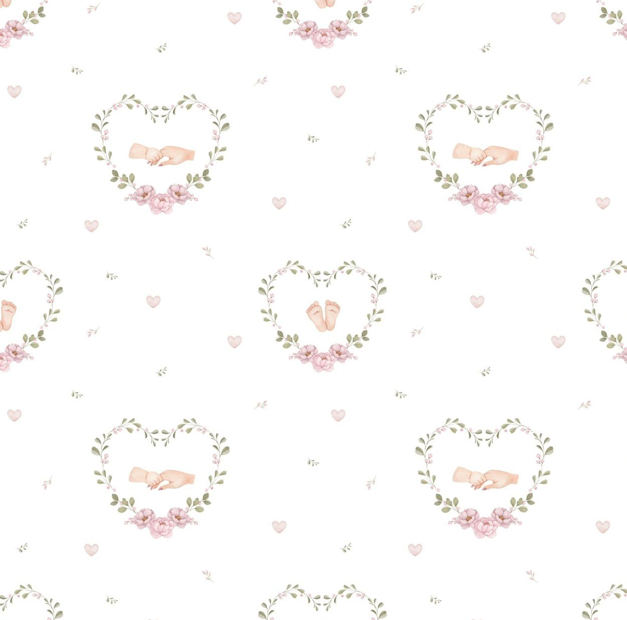 Tecido 100% Algodão | Padrão Infantil | Corações florais