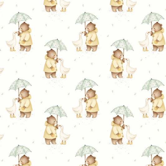 Tecido 100% Algodão | Padrão Infantil | Ursinho e Pato