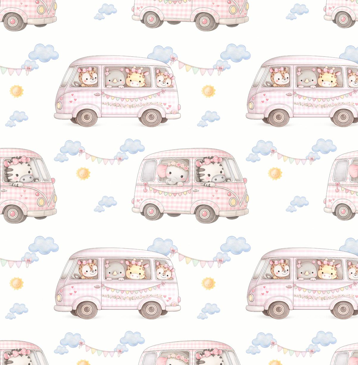 Tecido 100% Algodão | Padrão Infantil | Caravana Menina