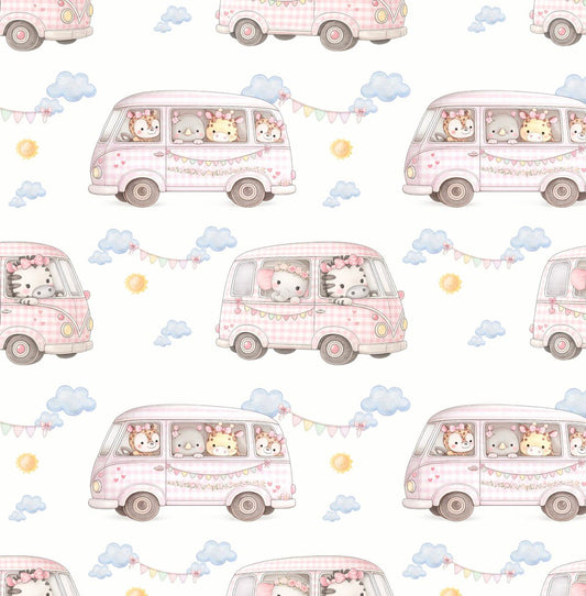 Tecido 100% Algodão | Padrão Infantil | Caravana Menina
